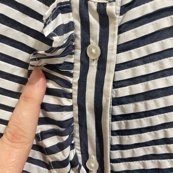 J.Crew tuxedo shirt Navy White Stripe Ruffle Size XS - Picture 12 of 15